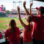 Family enjoying a minor league baseball game