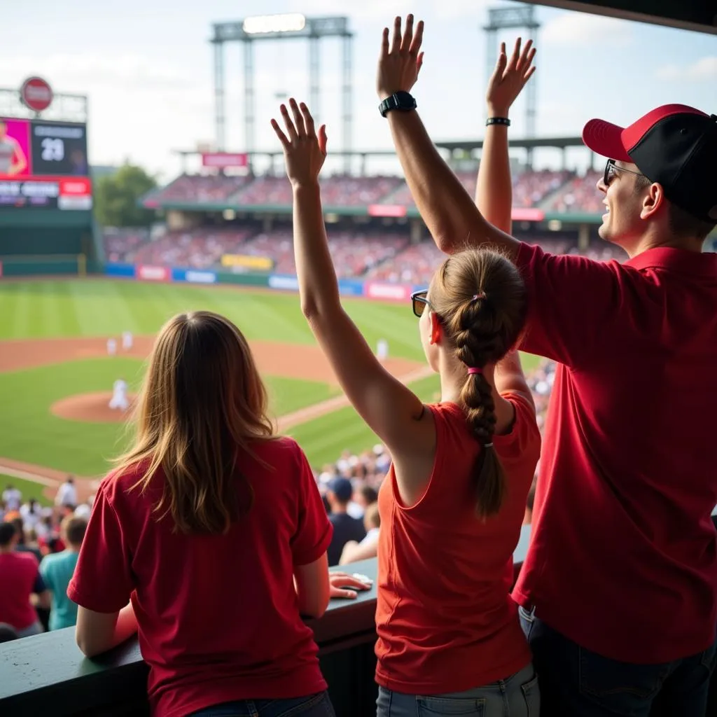 Family enjoying a minor league baseball game