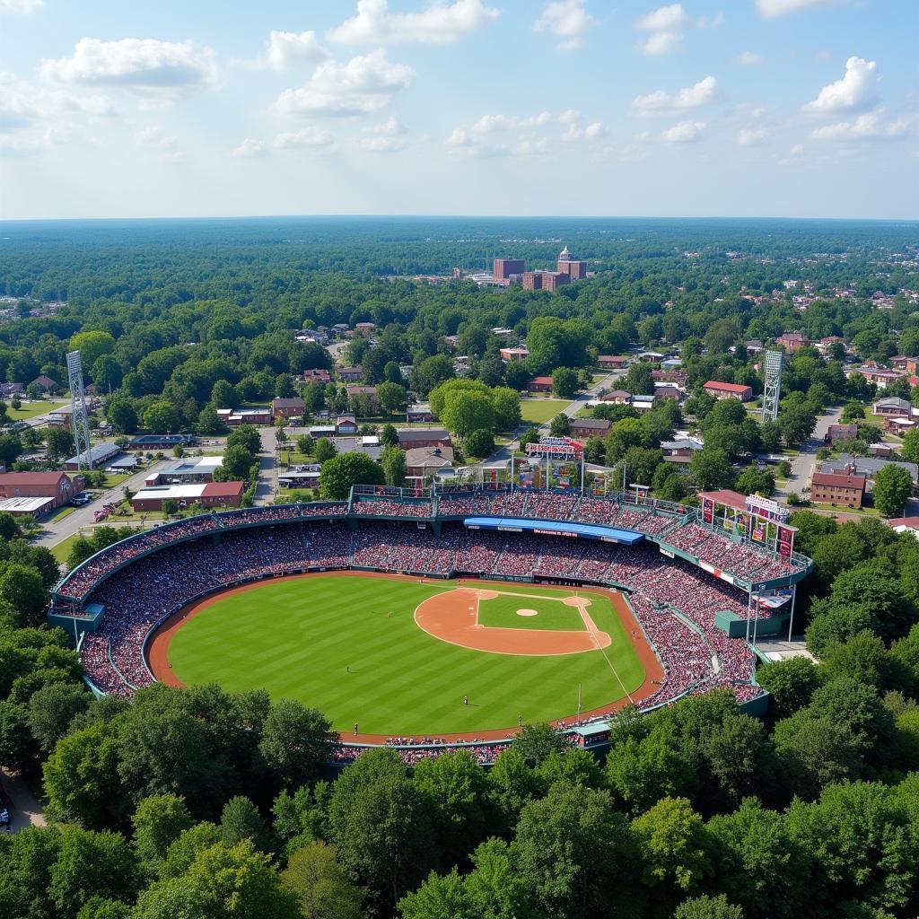 A Quaint Minor League Baseball Stadium Nestled in a Small Town