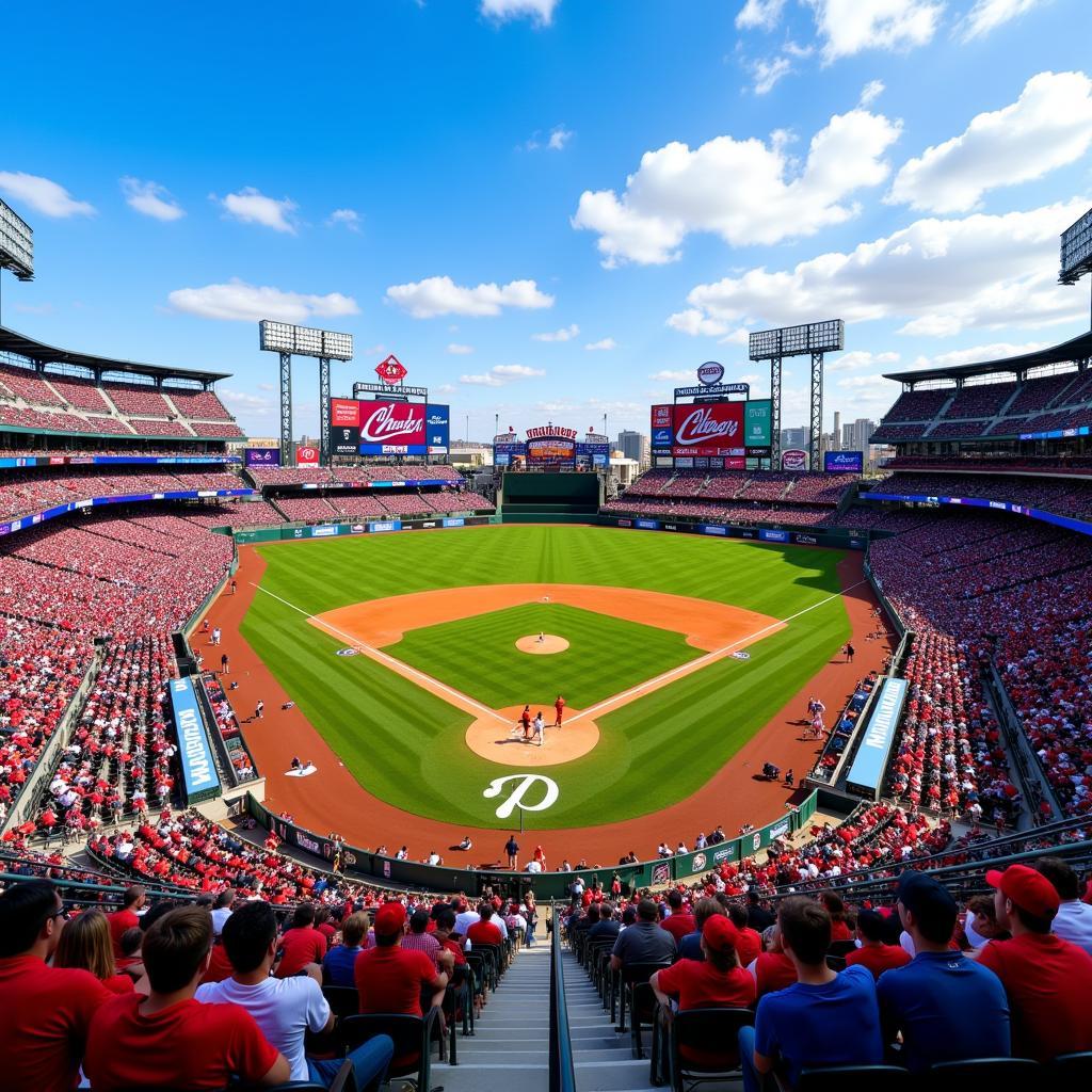 A Packed MLB Stadium During a Day Game