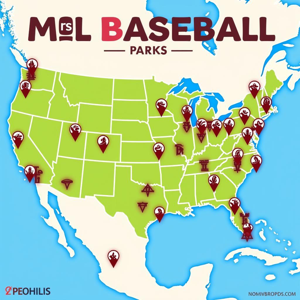 MLB Baseball Parks Map Across the US