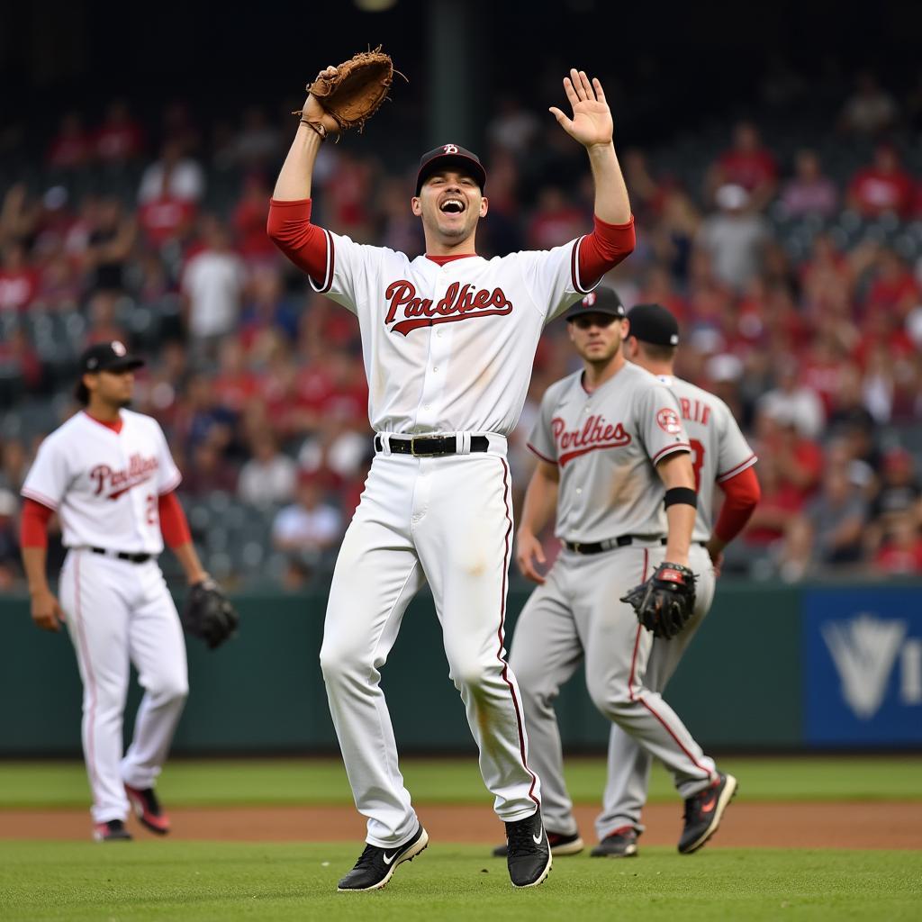 MLB Closer Celebrating a Save