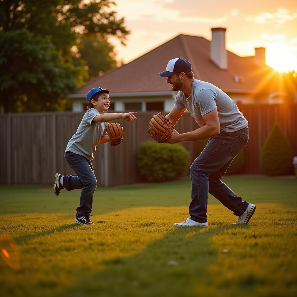 MLB Dad and Son Playing Catch