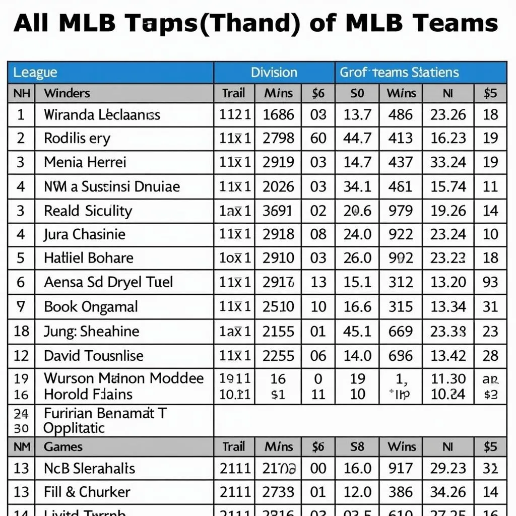 MLB Division Standings