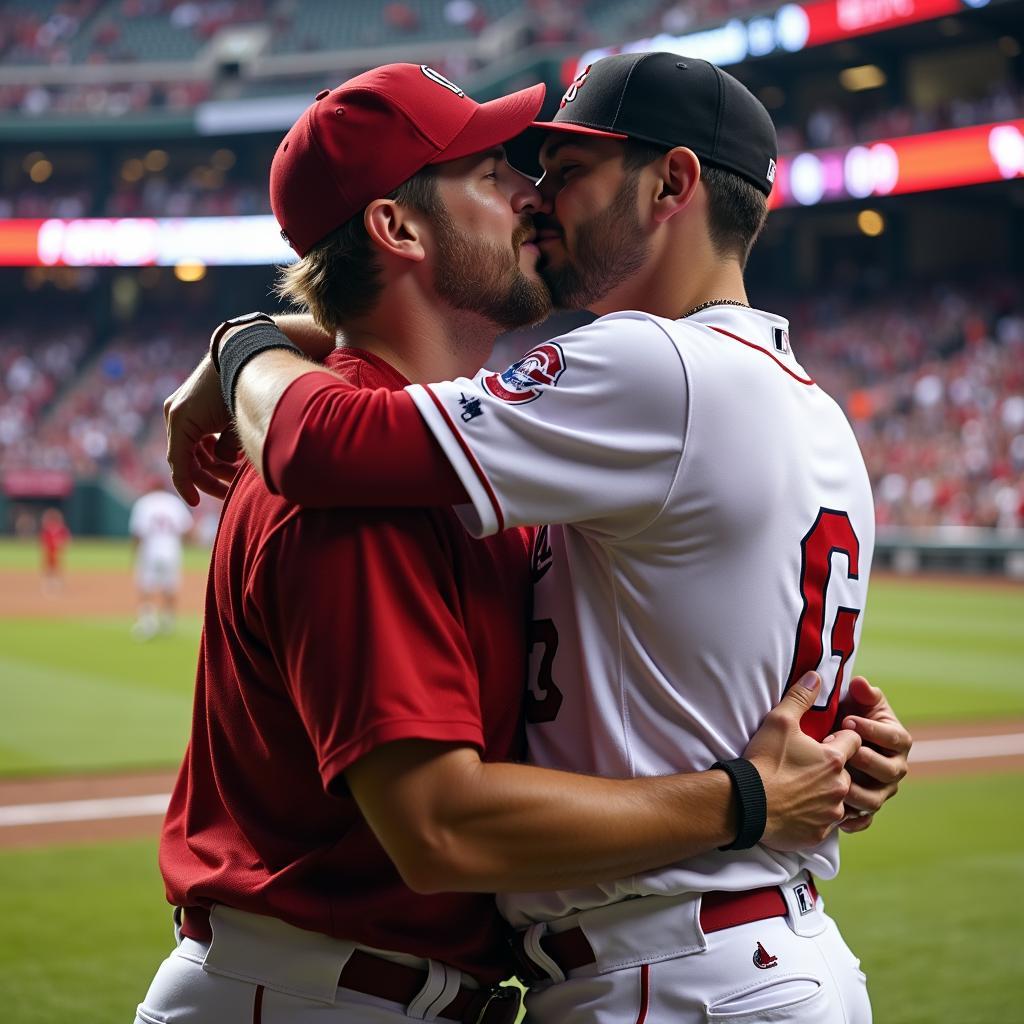 MLB Father and Son Celebrating a Victory