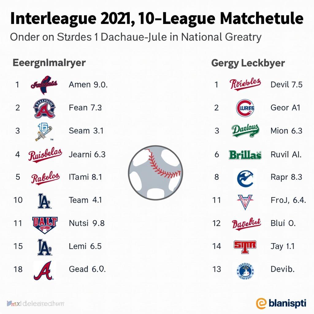 Example of MLB Interleague Schedule