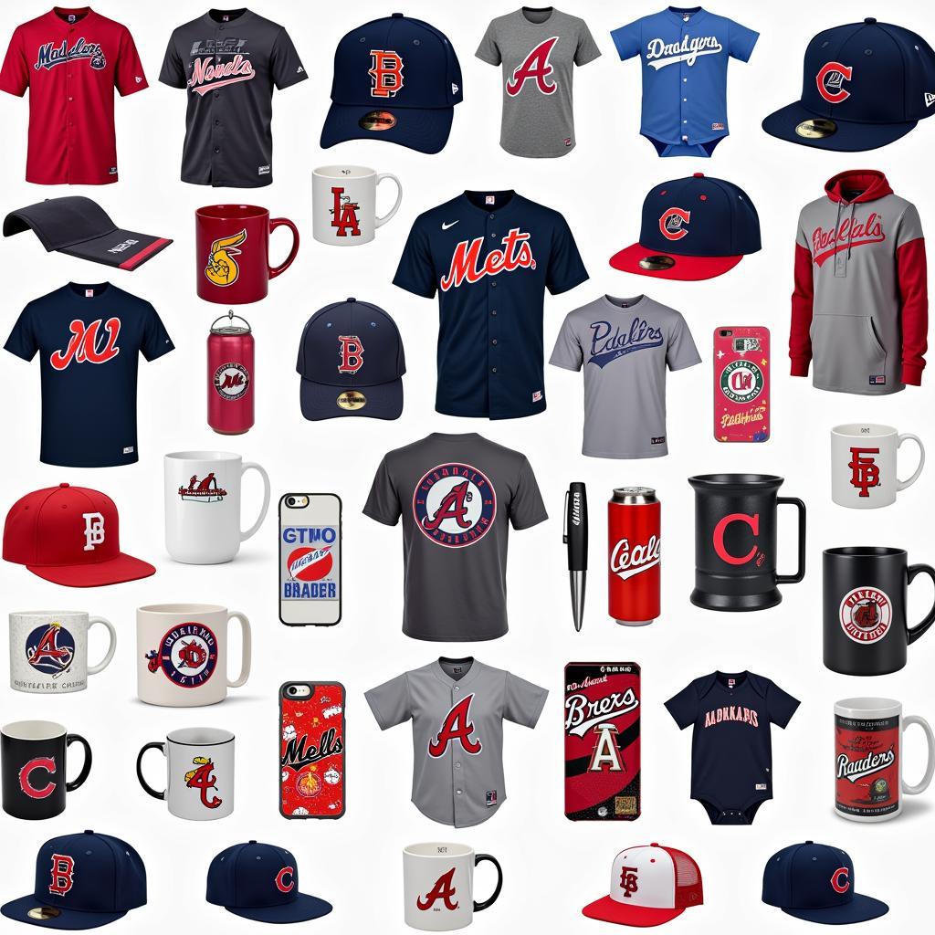 Variety of MLB Logo Merchandise: Caps, Jerseys, and More