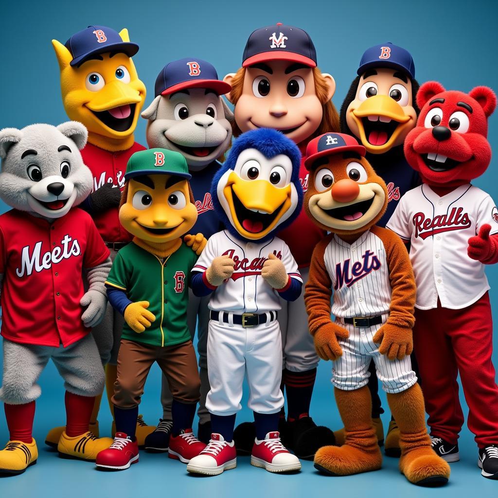 MLB mascots posing together