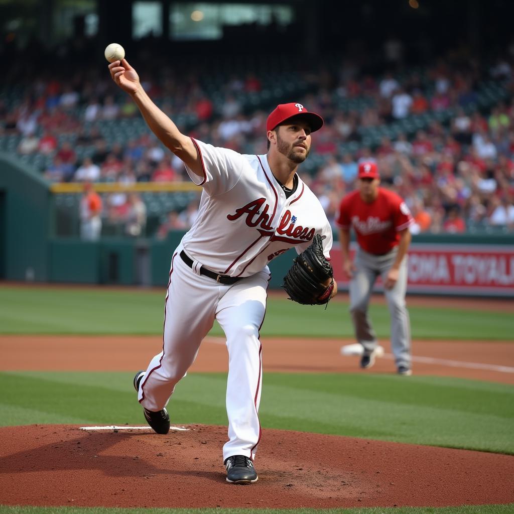 An MLB pitcher in mid-throw, showcasing the intensity and athleticism of the game.