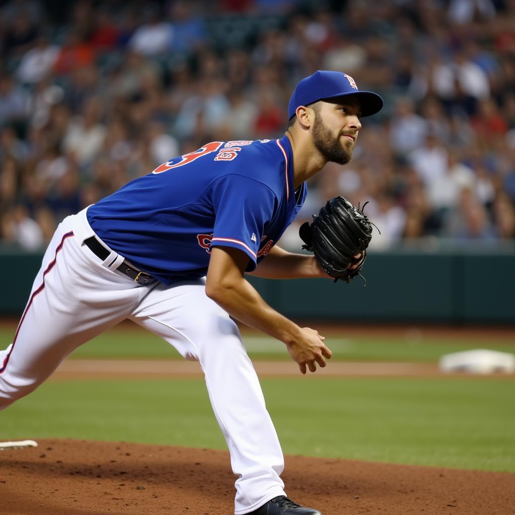 MLB Pitcher Throwing Fastball