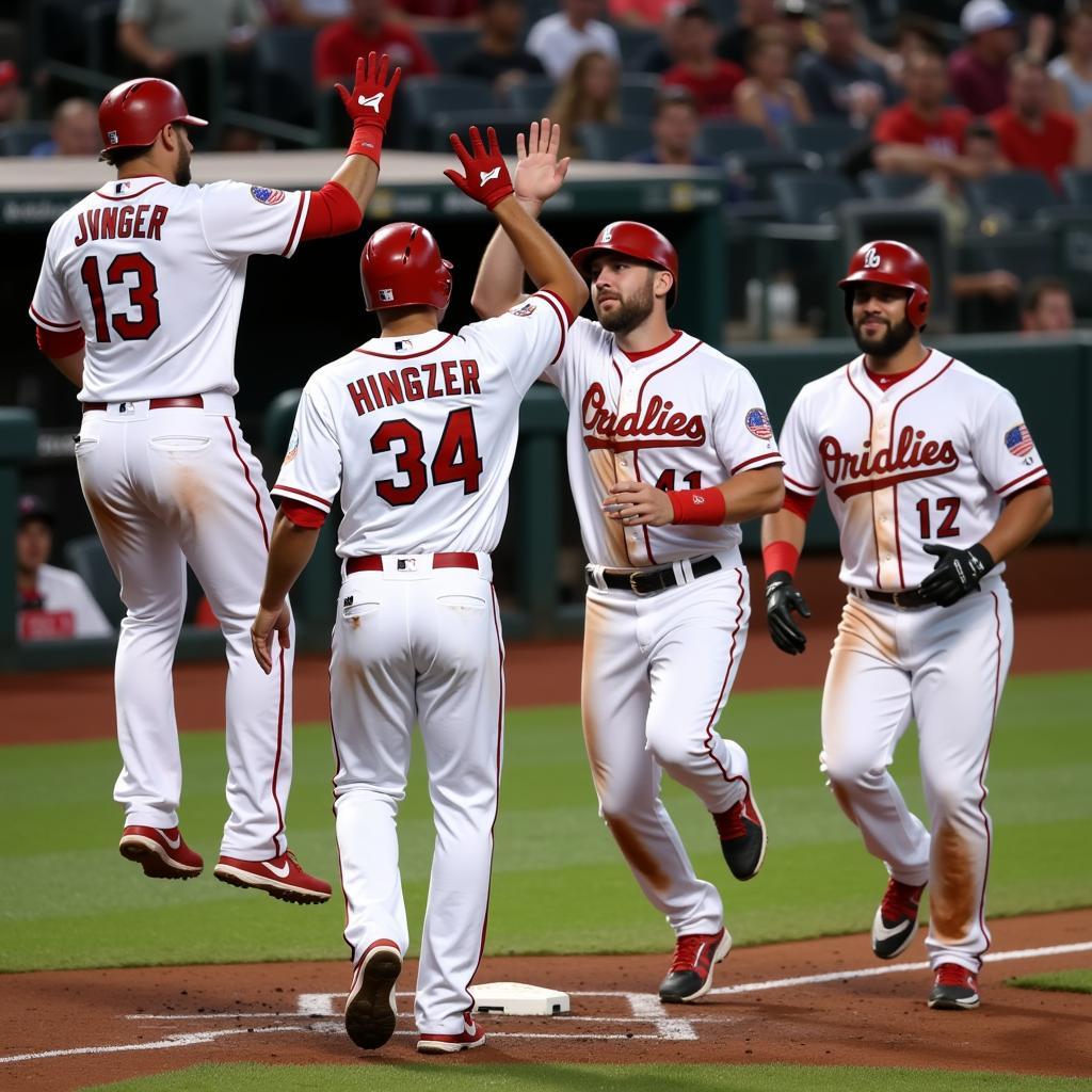 MLB Players Celebrating Home Run