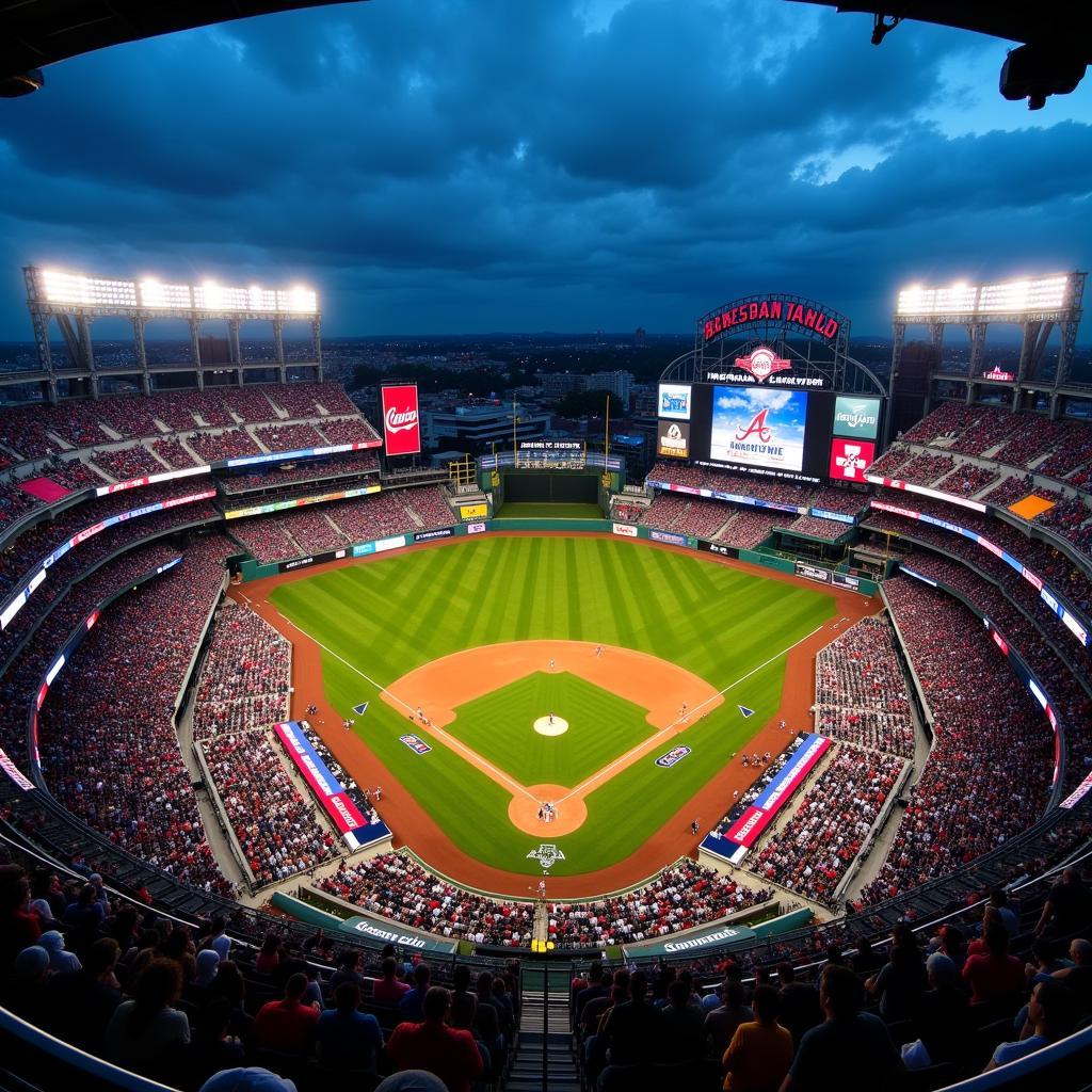 Aerial View of a Bustling MLB Stadium