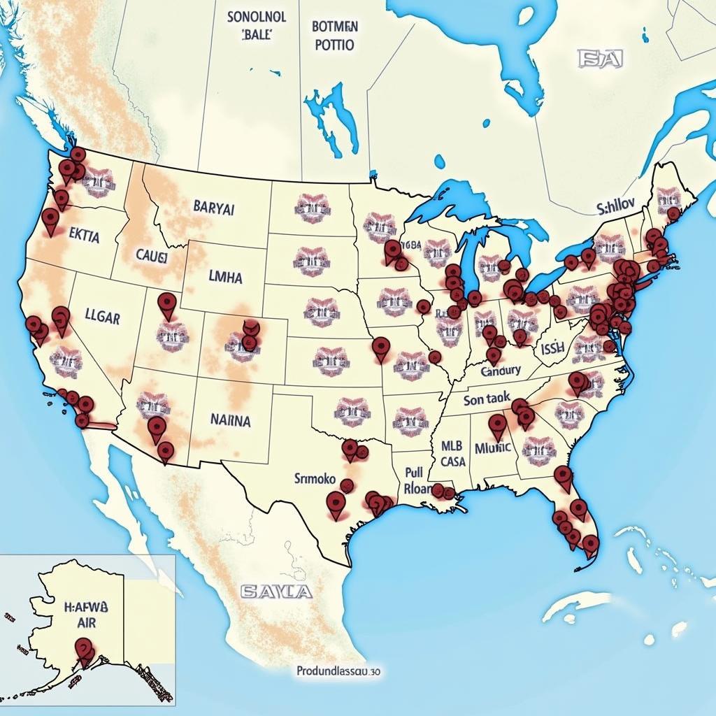 Map of MLB Stadiums Across the United States