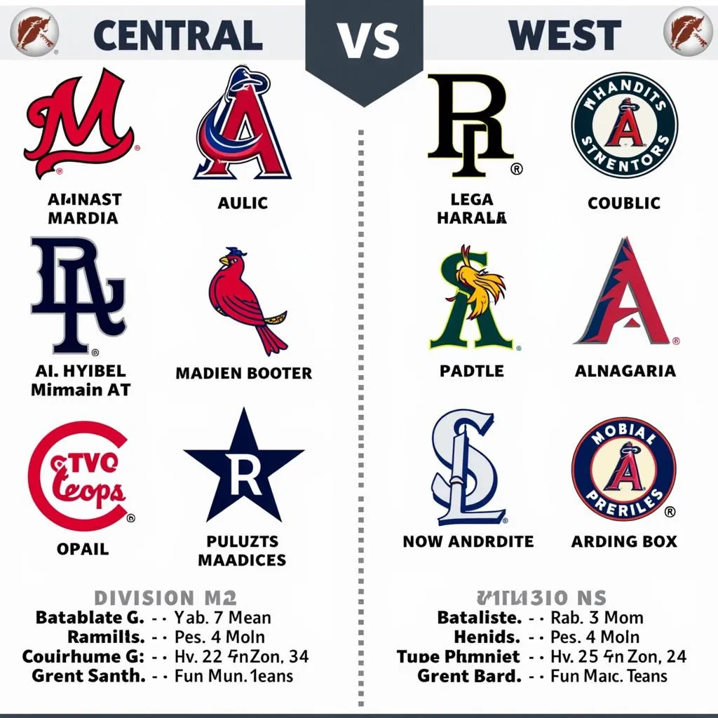 MLB Teams in the AL Central and West Divisions