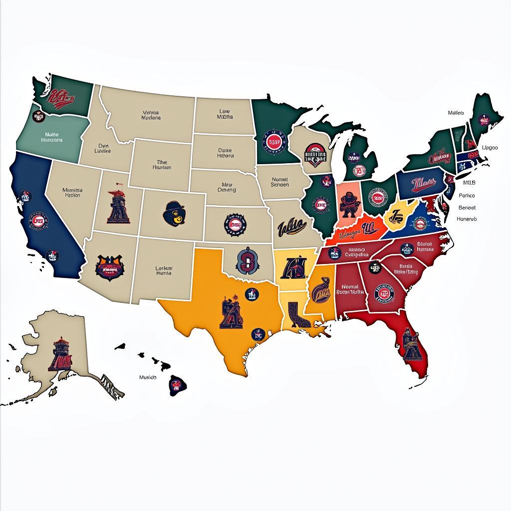 MLB Teams Grouped by Division on a Map