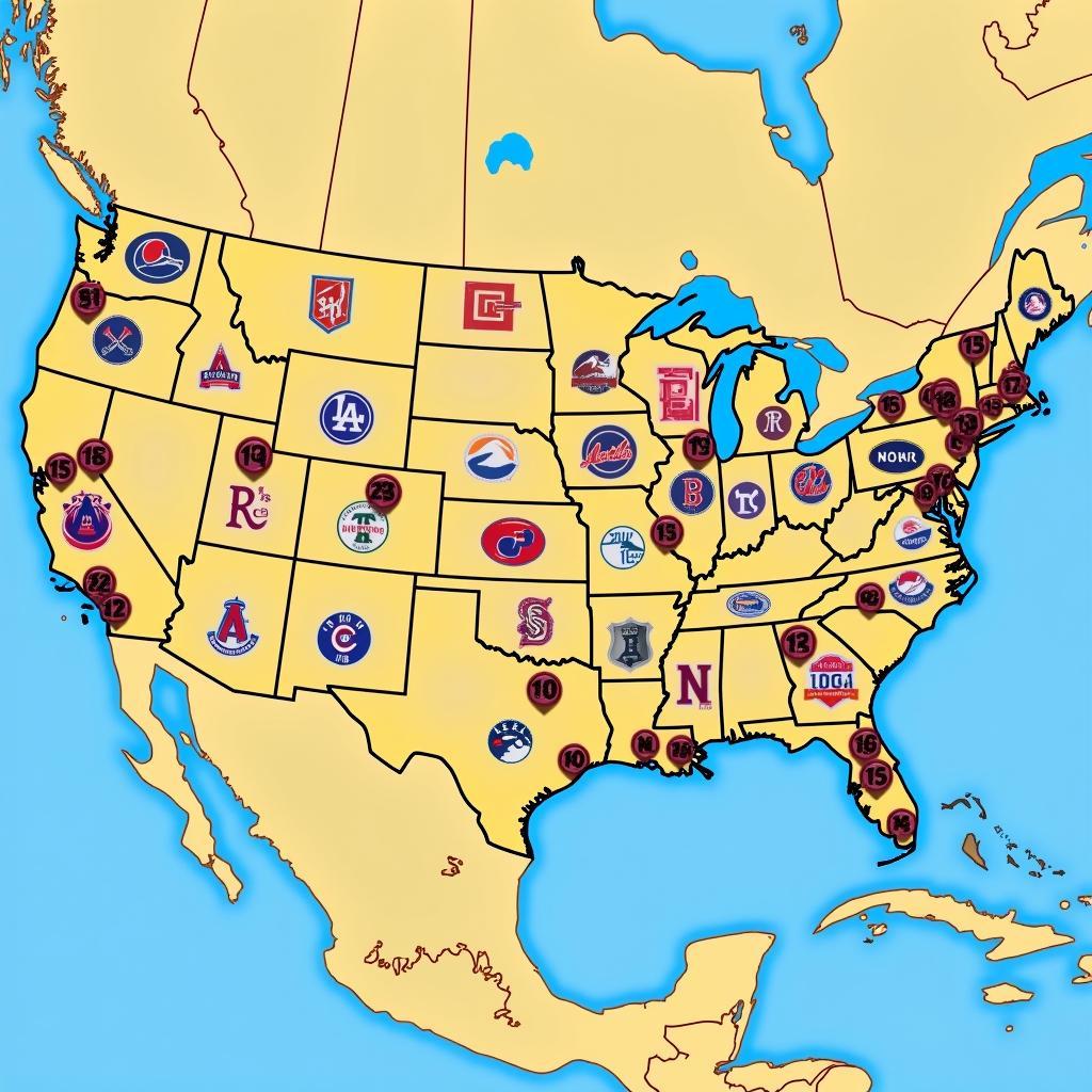 Map of MLB Teams in the USA