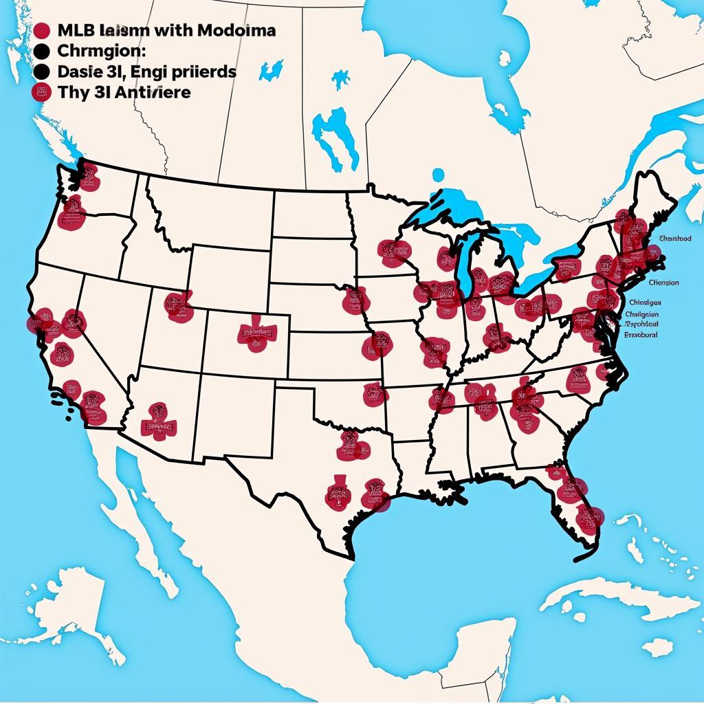 MLB Teams Map of USA and Canada