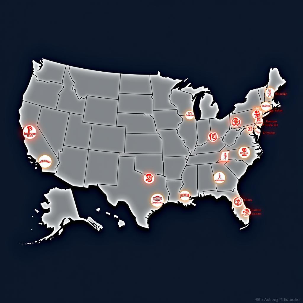 MLB US Map Showing Historical Evolution of Team Locations