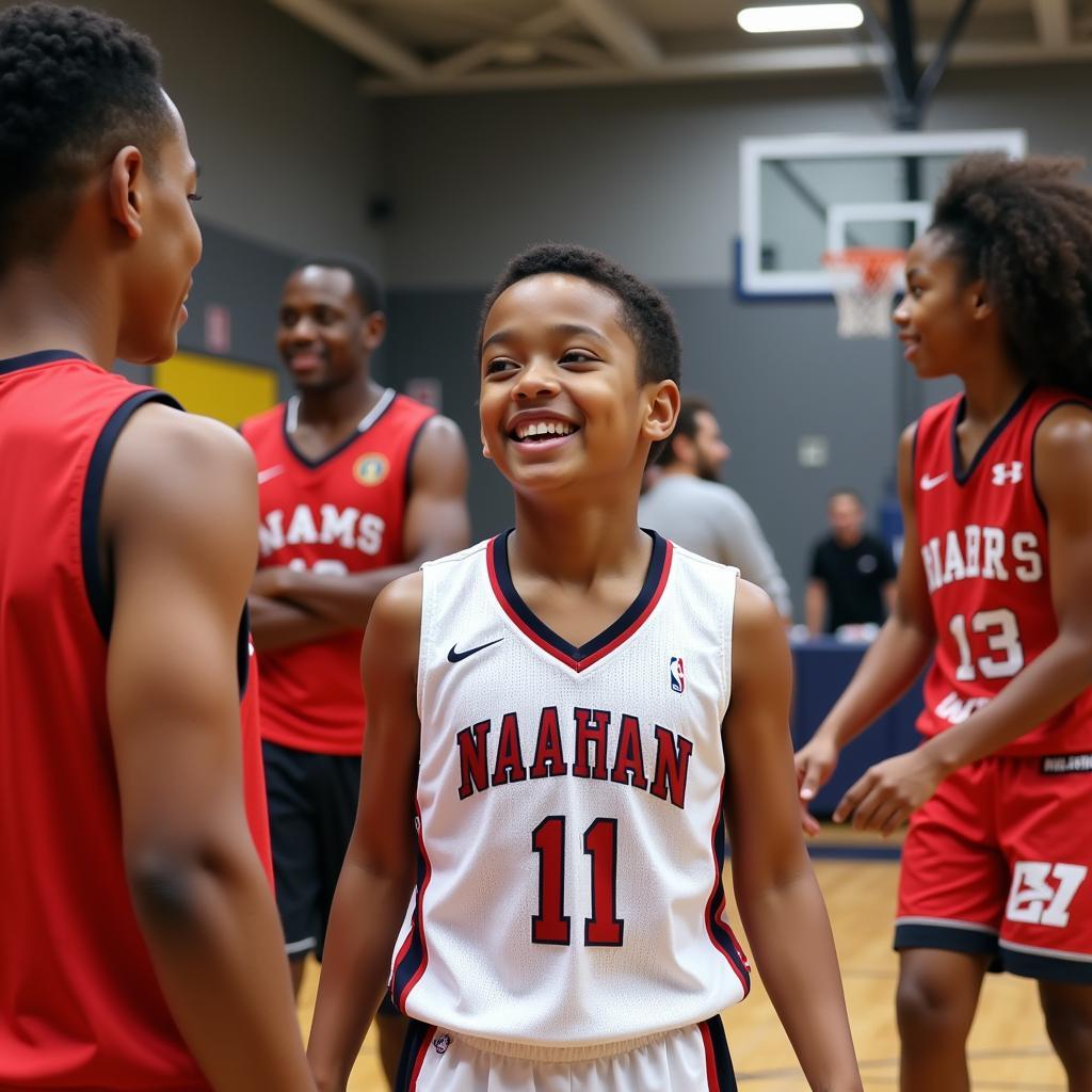 Young athletes participating in a basketball clinic during MLK Invitational