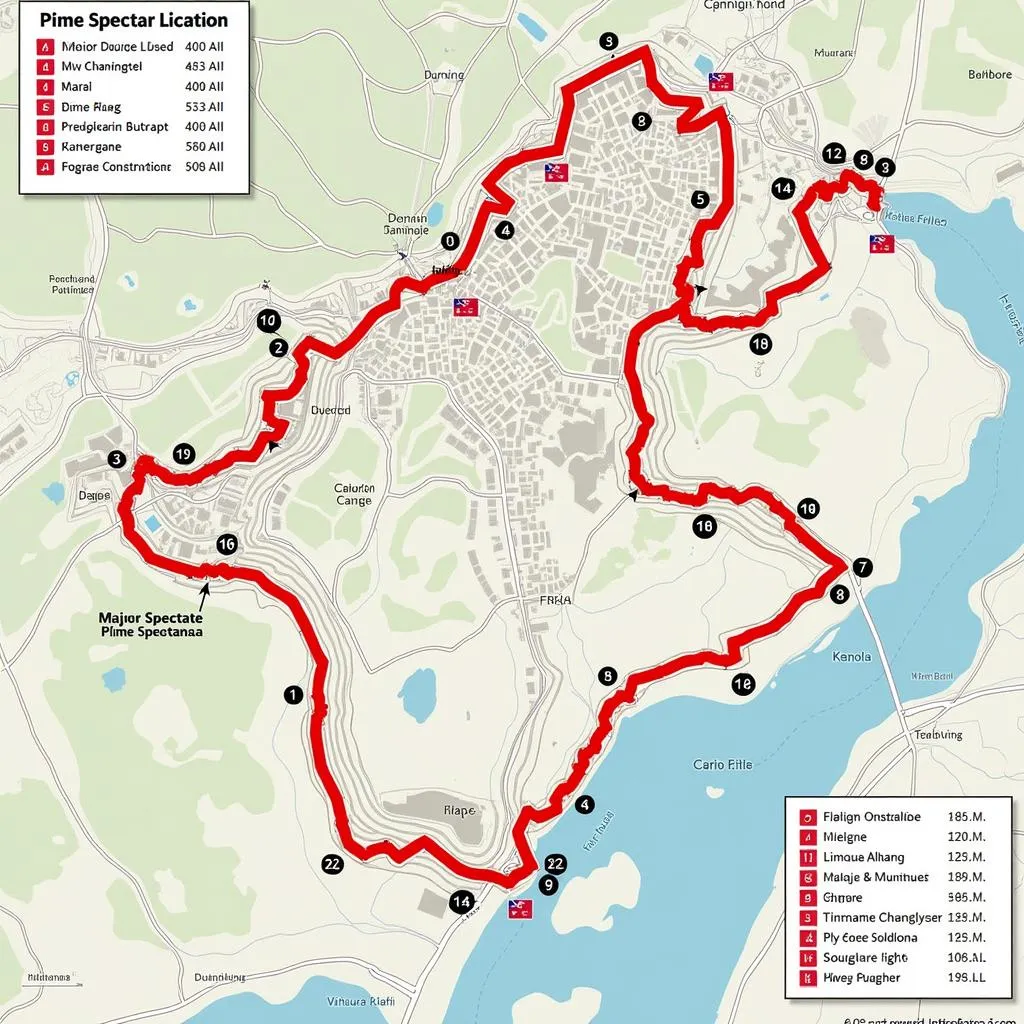 Mobile Al Half Marathon Course Map with Spectator Spots Highlighted