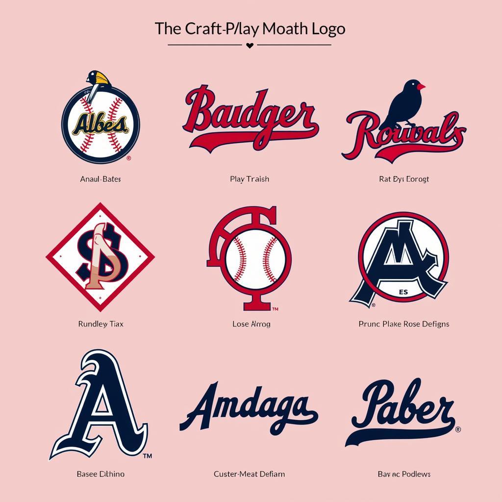 Showcasing the current trend of minimalist design in baseball logos, highlighting the use of negative space and striking color combinations.