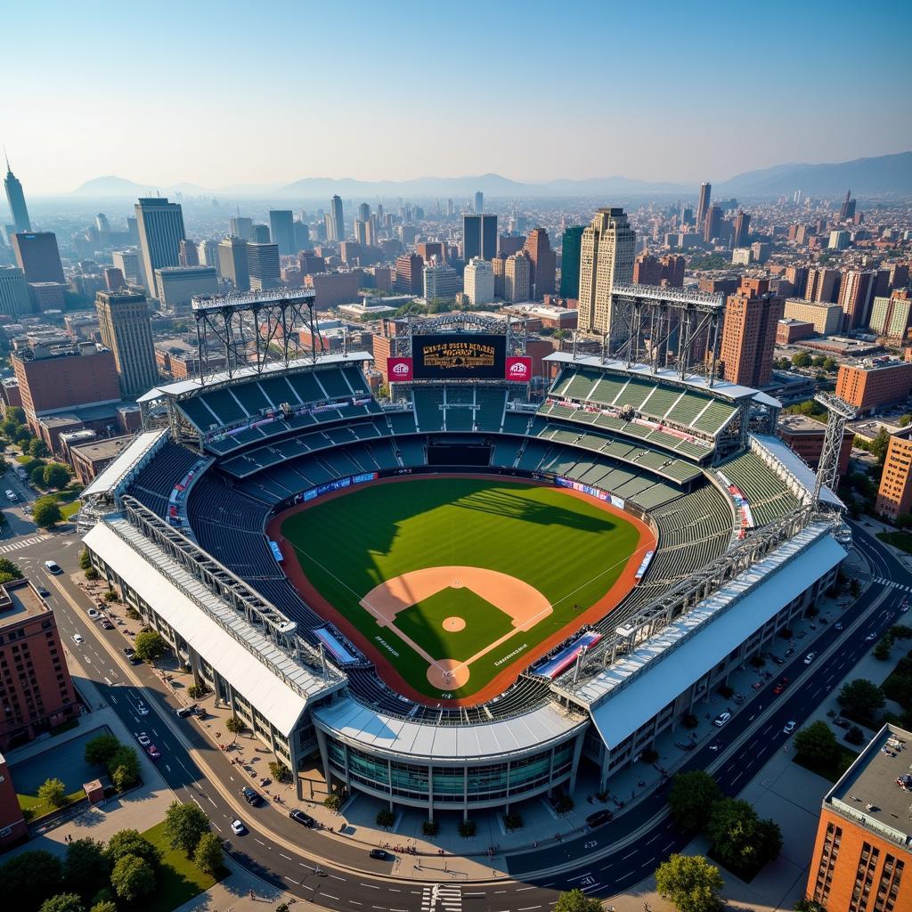 Modern Baseball Stadium Aerial View