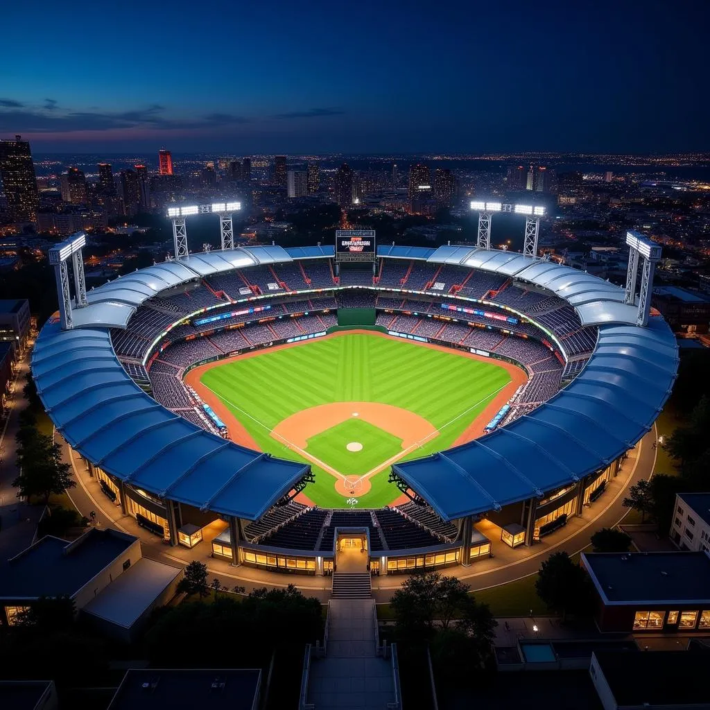 Modern Baseball Stadium with Retractable Roof