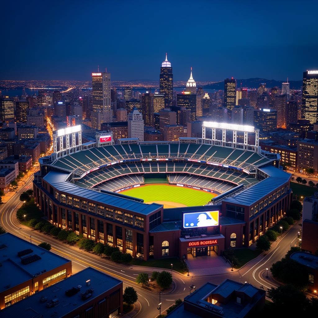 A Modern MLB Stadium with City Skyline