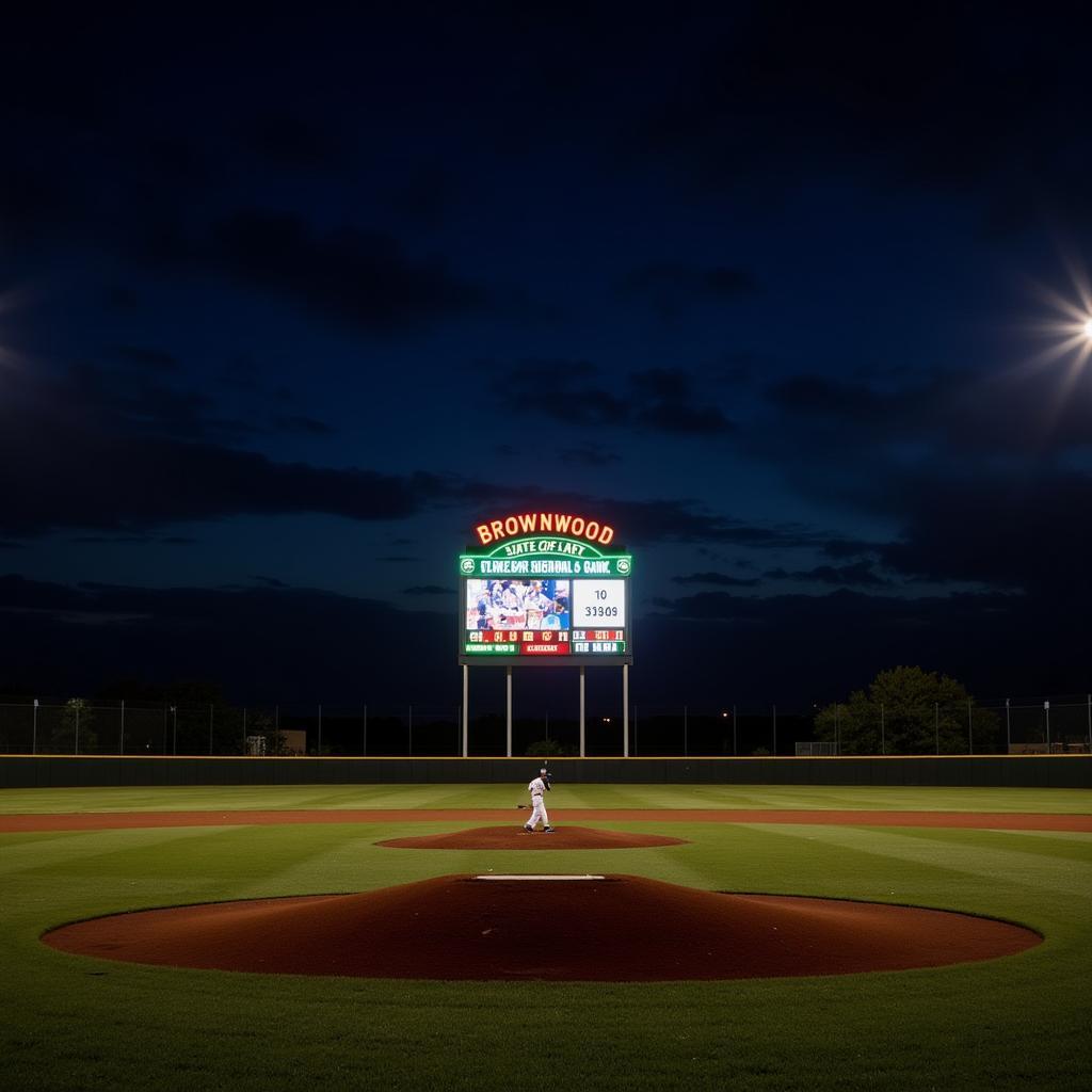 Modern scoreboard illuminating the Brownwood night sky