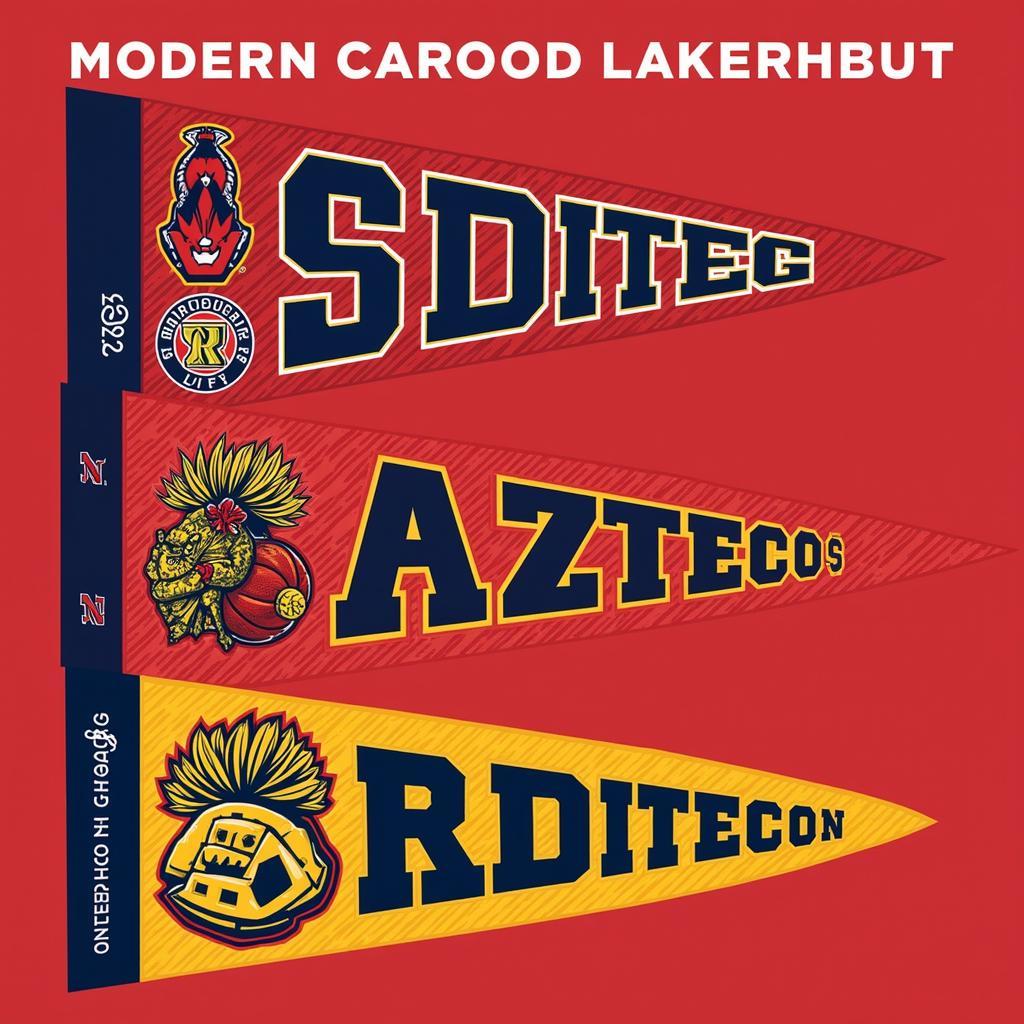 Modern pennant featuring a stylized Aztec calendar design.