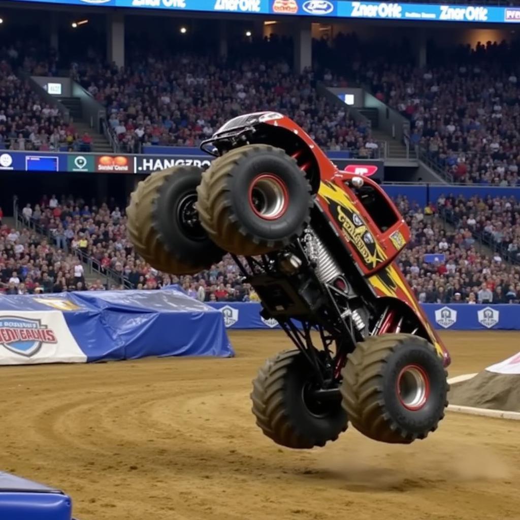 Monster Truck Performing a Backflip at the James Brown Arena