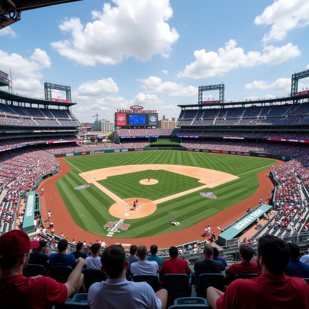 Montreal Expos playing at Olympic Stadium