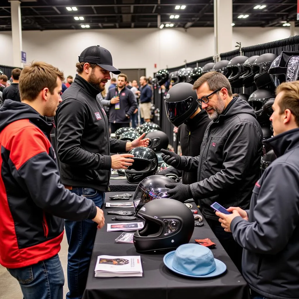 Motorcycle Show Attendees Browsing Gear