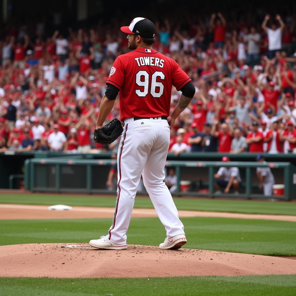 Myke Towers sporting a Besiktas jersey during his first pitch