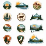 Variety of national park stickers showcasing different designs and styles