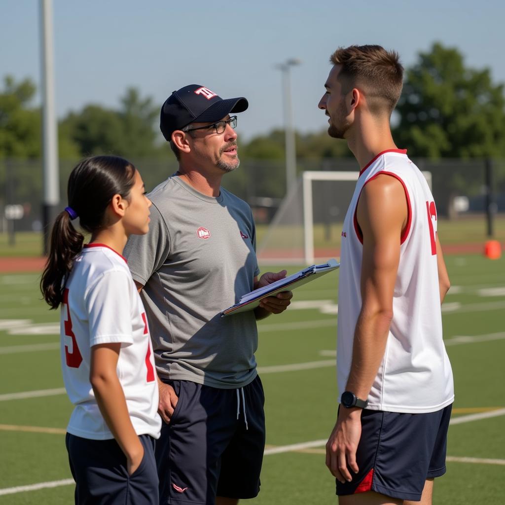 NBA Coach Mentoring Players on the Court