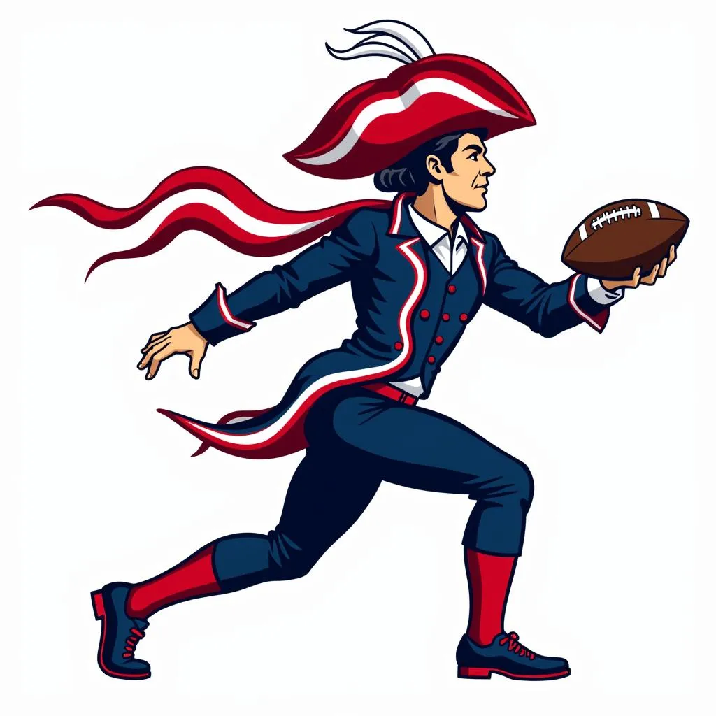 New England Patriots Logo: A minuteman in red, white, and blue