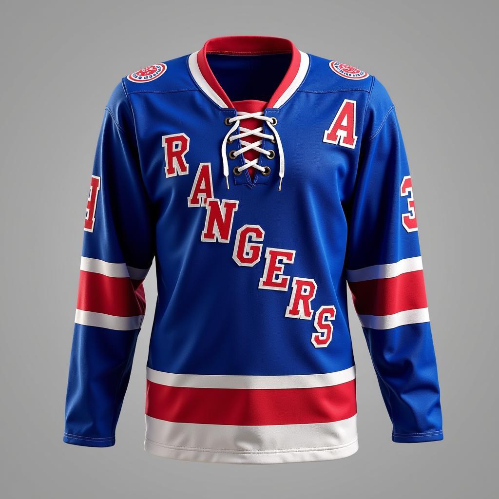 Close-up of New York Rangers 2012 Winter Classic jersey details