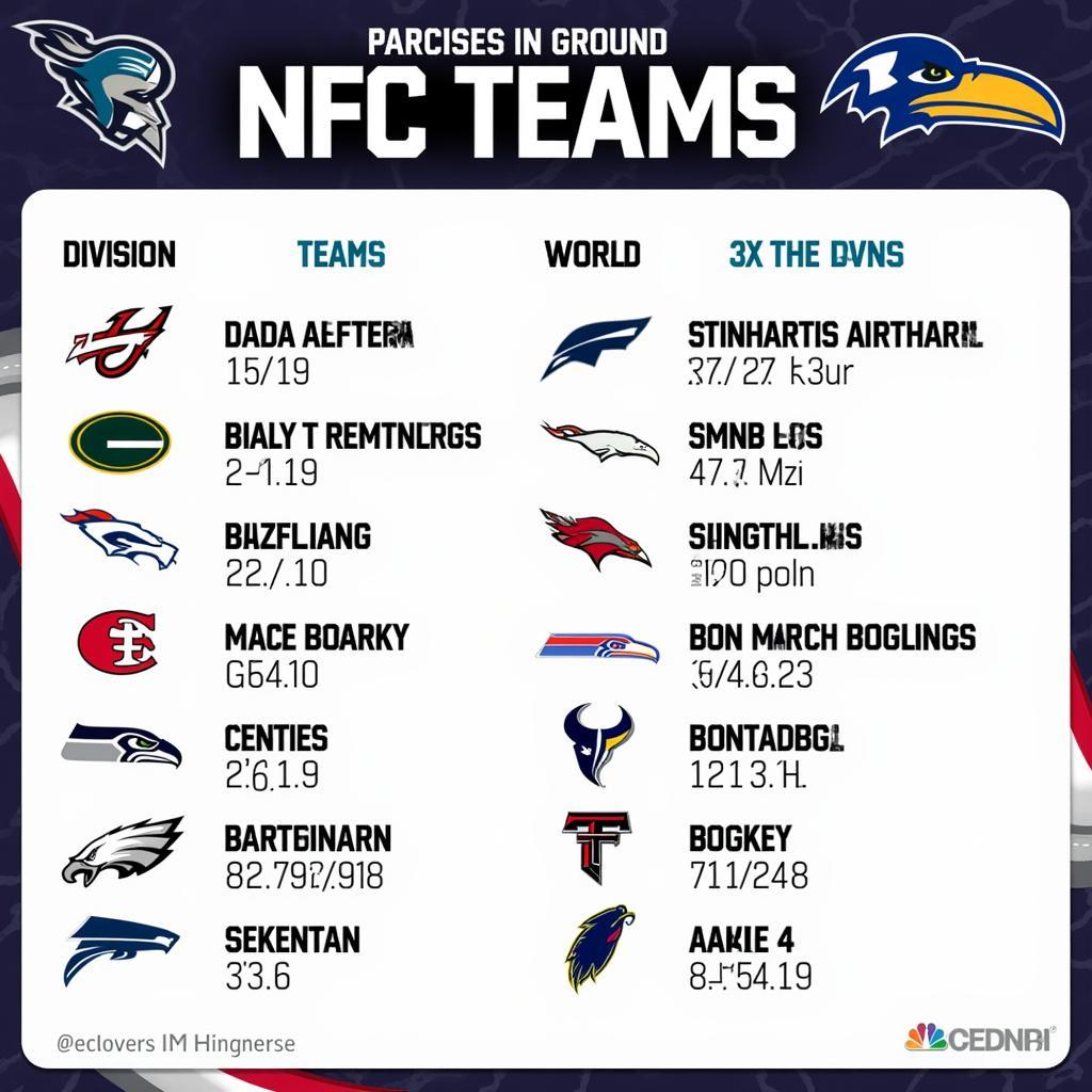 NFC Teams and Divisions