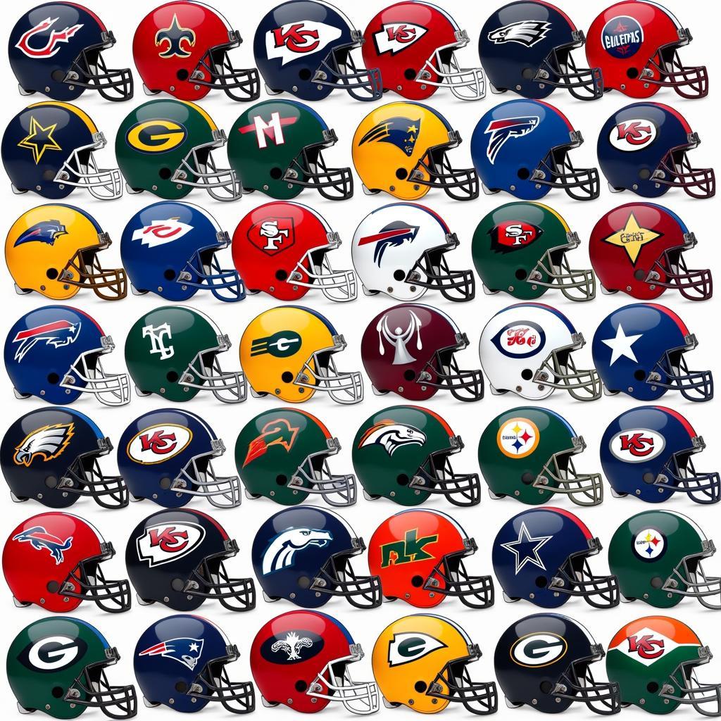 A Colorful Array of NFL Helmets