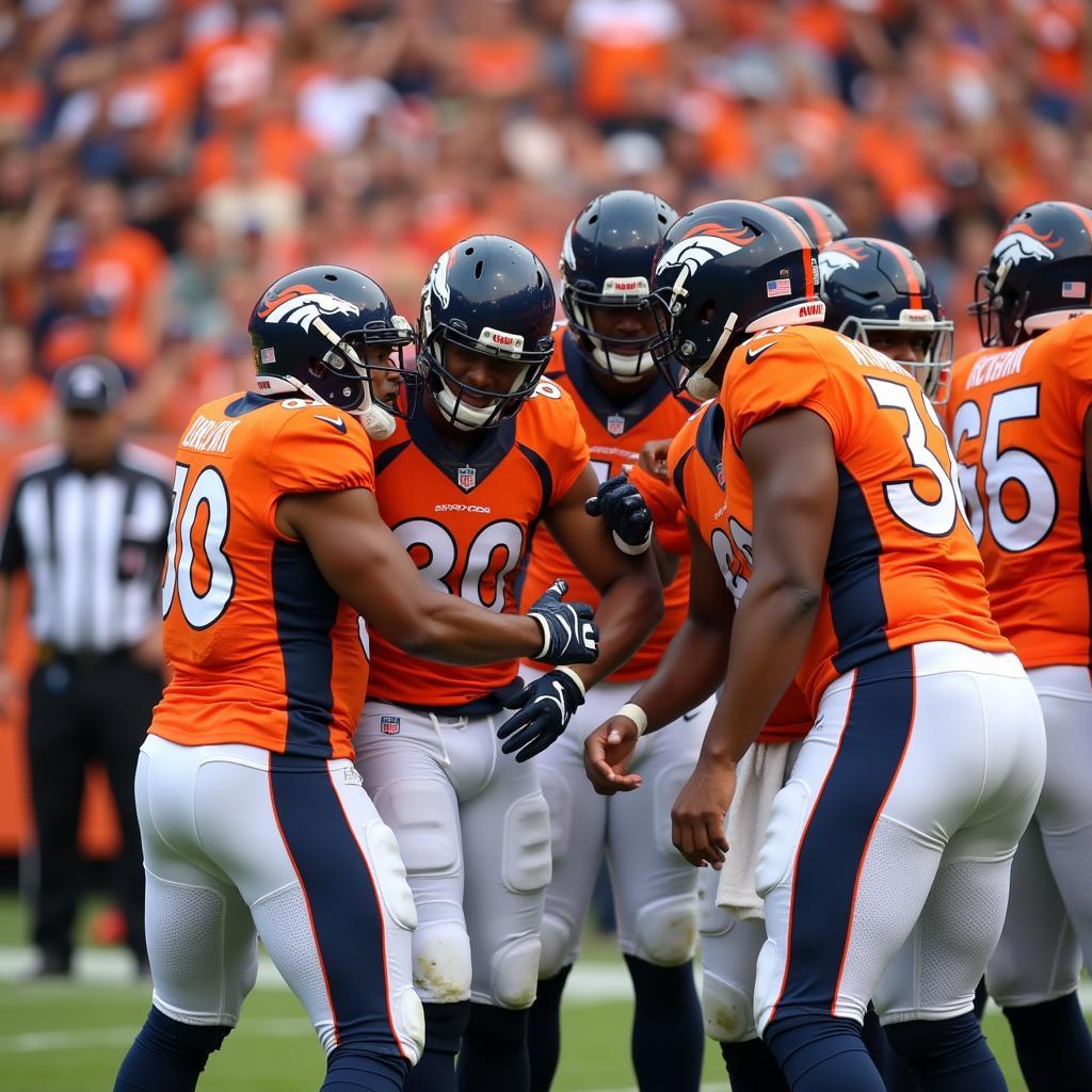 Denver Broncos Players in Orange Jerseys