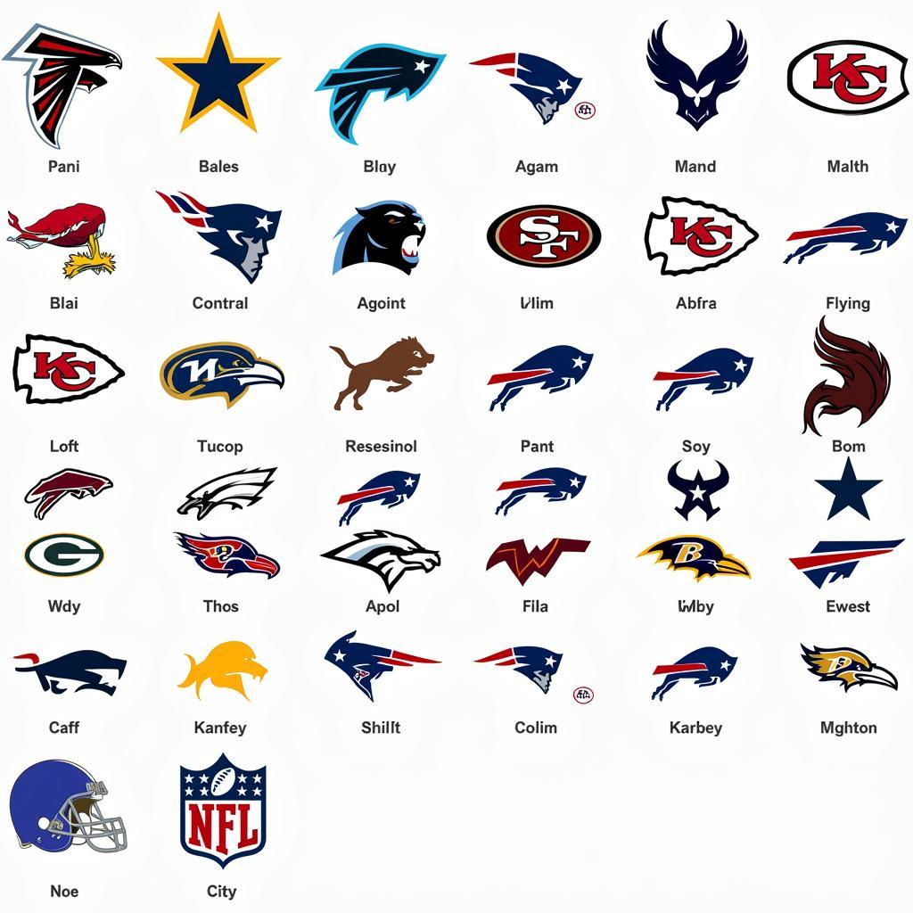 NFL Team Logos in Alphabetical Order