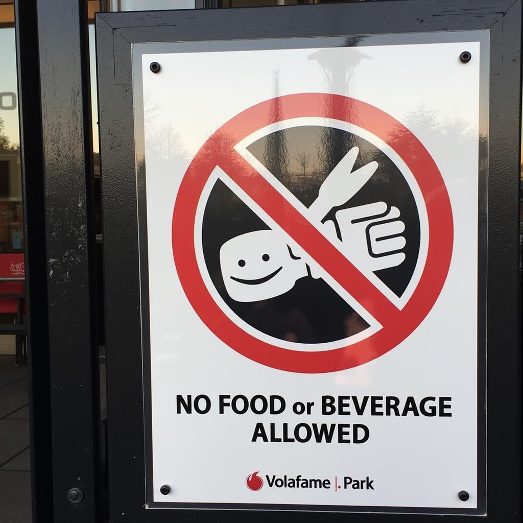 No Food or Beverage Sign at Vodafone Park