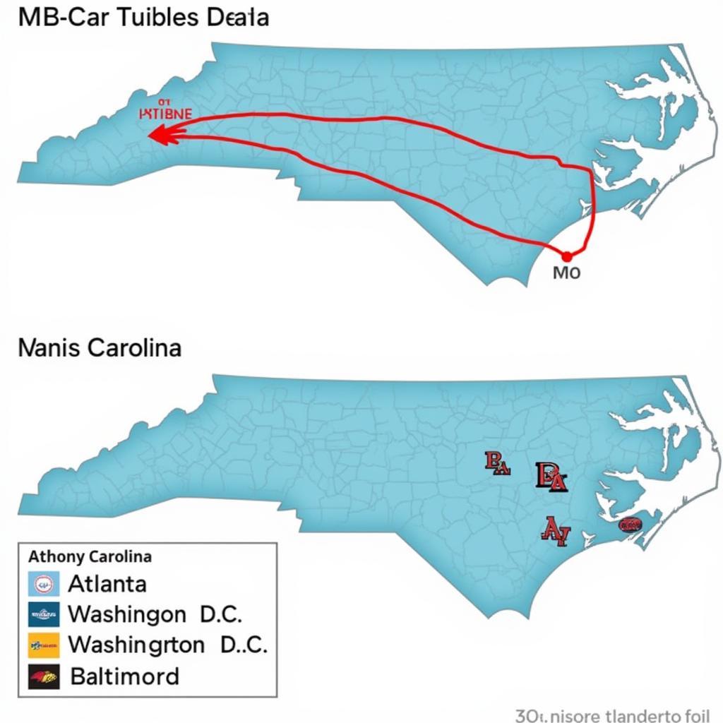 North Carolina MLB Baseball Fans Map Showing Proximity to Teams