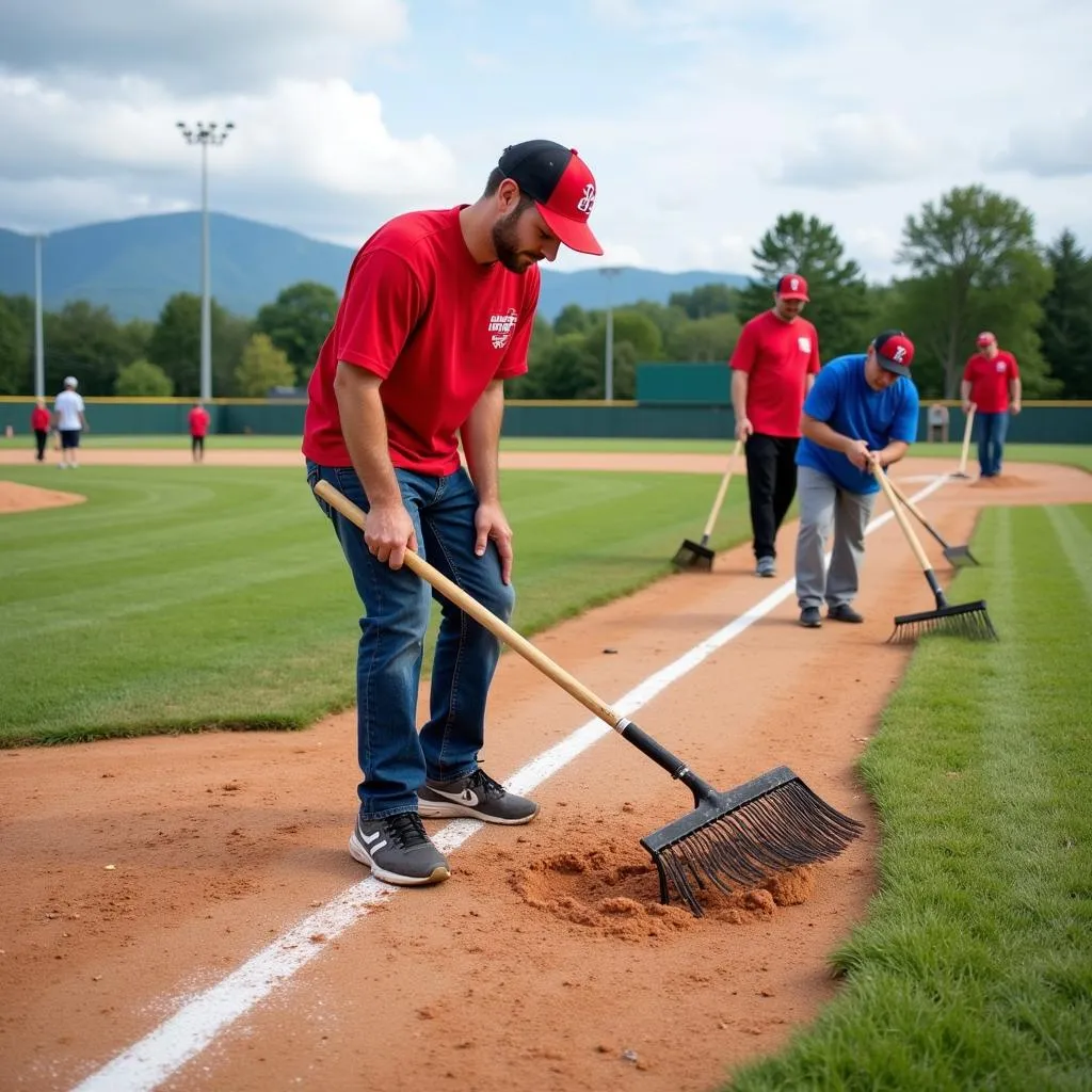 Norwalk Little League Volunteers Preparing the Field