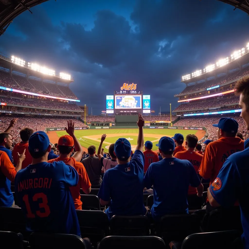 NY Mets fans cheering at Citi Field