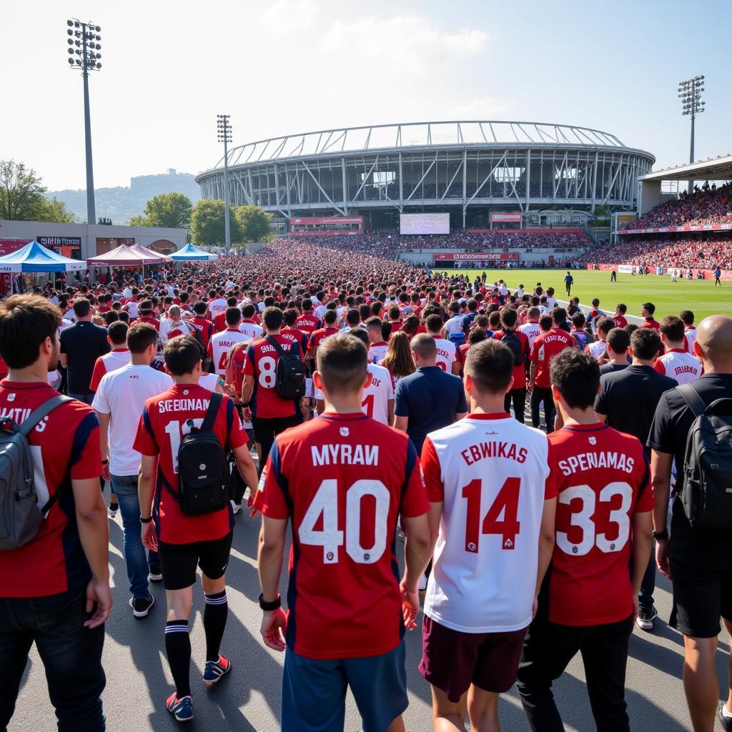 Official Stadium Parking Lot with Fans Arriving