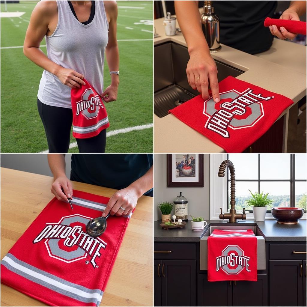 Ohio State Golf Towel Used in Various Settings