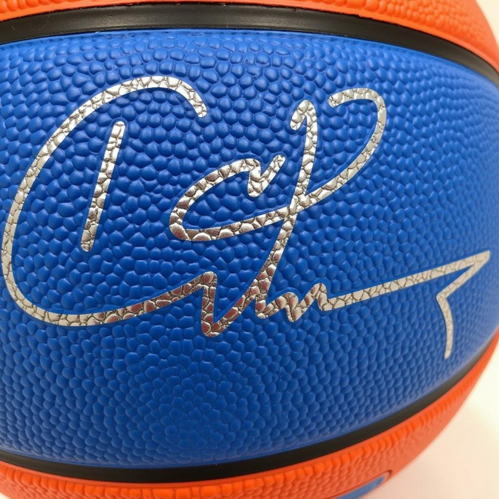 An OKC Thunder basketball signed by Russell Westbrook.