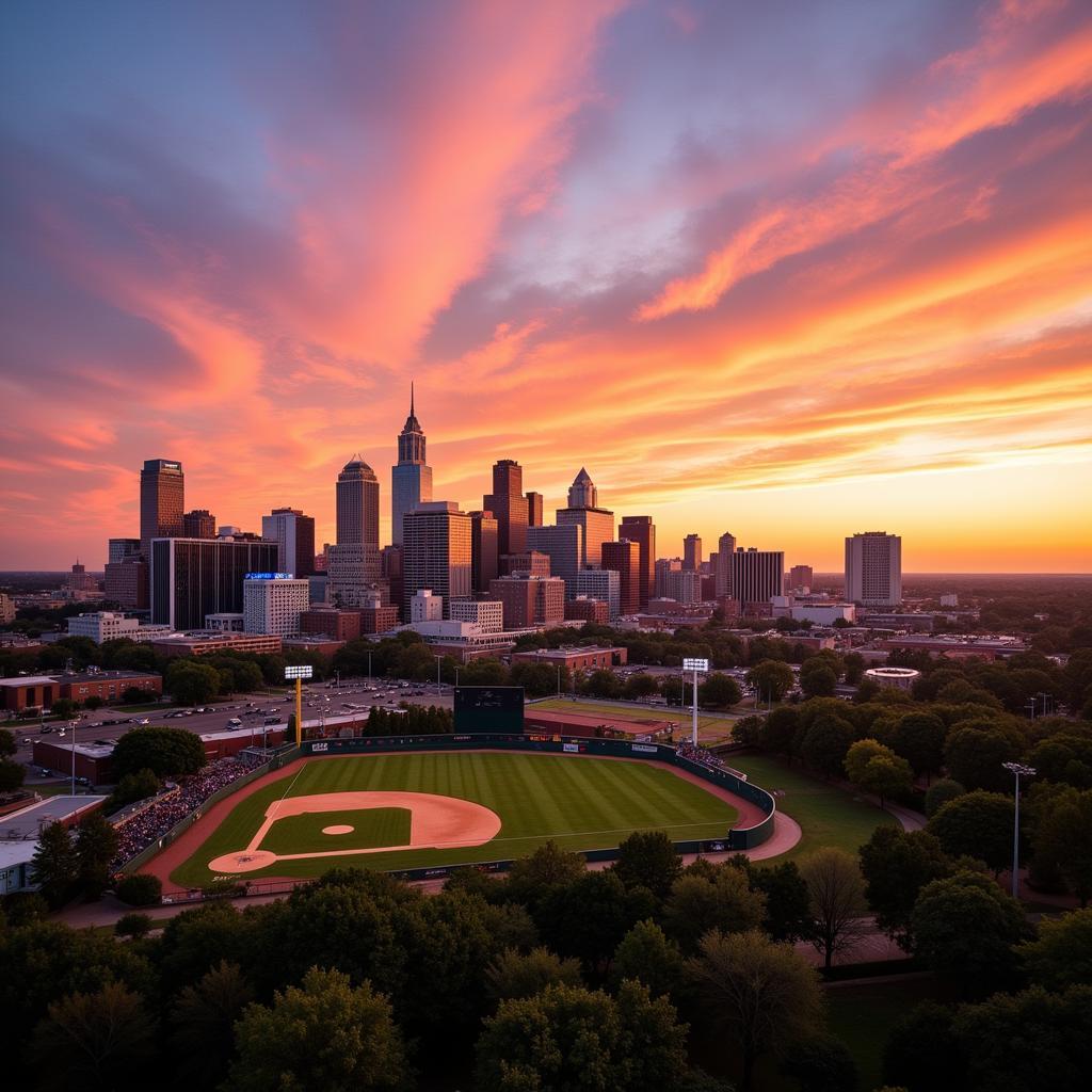 Oklahoma City skyline at sunset